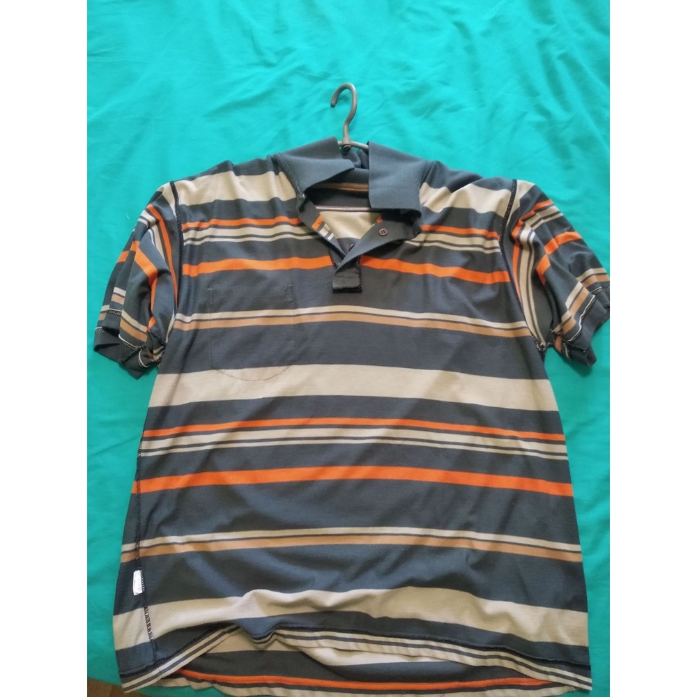 Polo Shirt Men's Gray Multi-color stripes